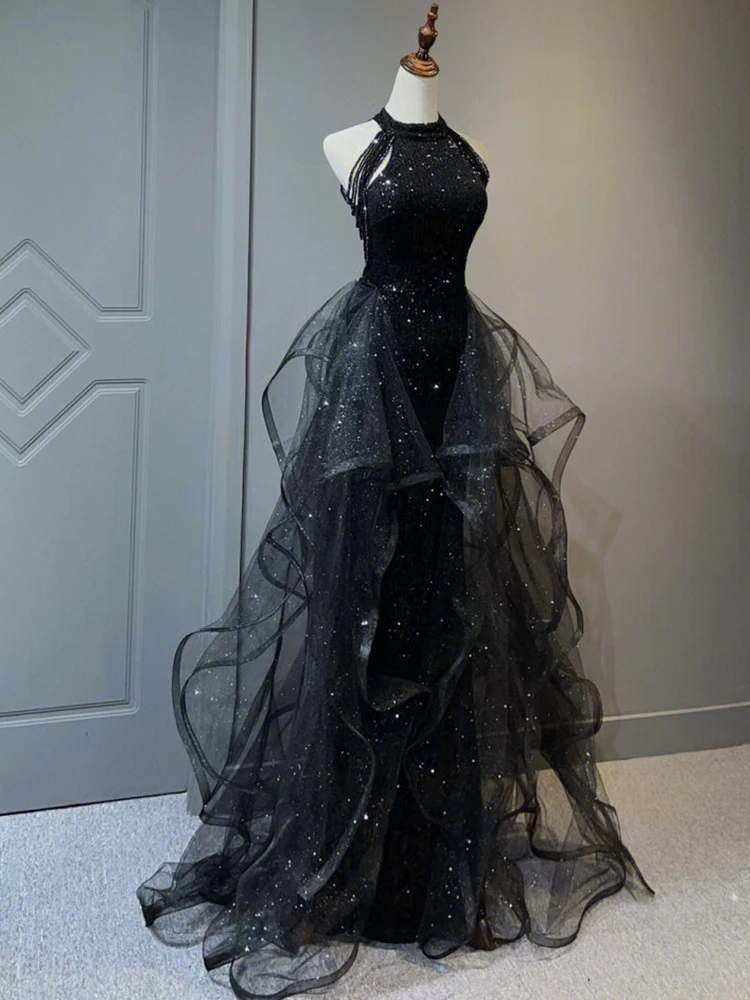 Glitter Tablecloth - Robe de soirée noire de luxe
