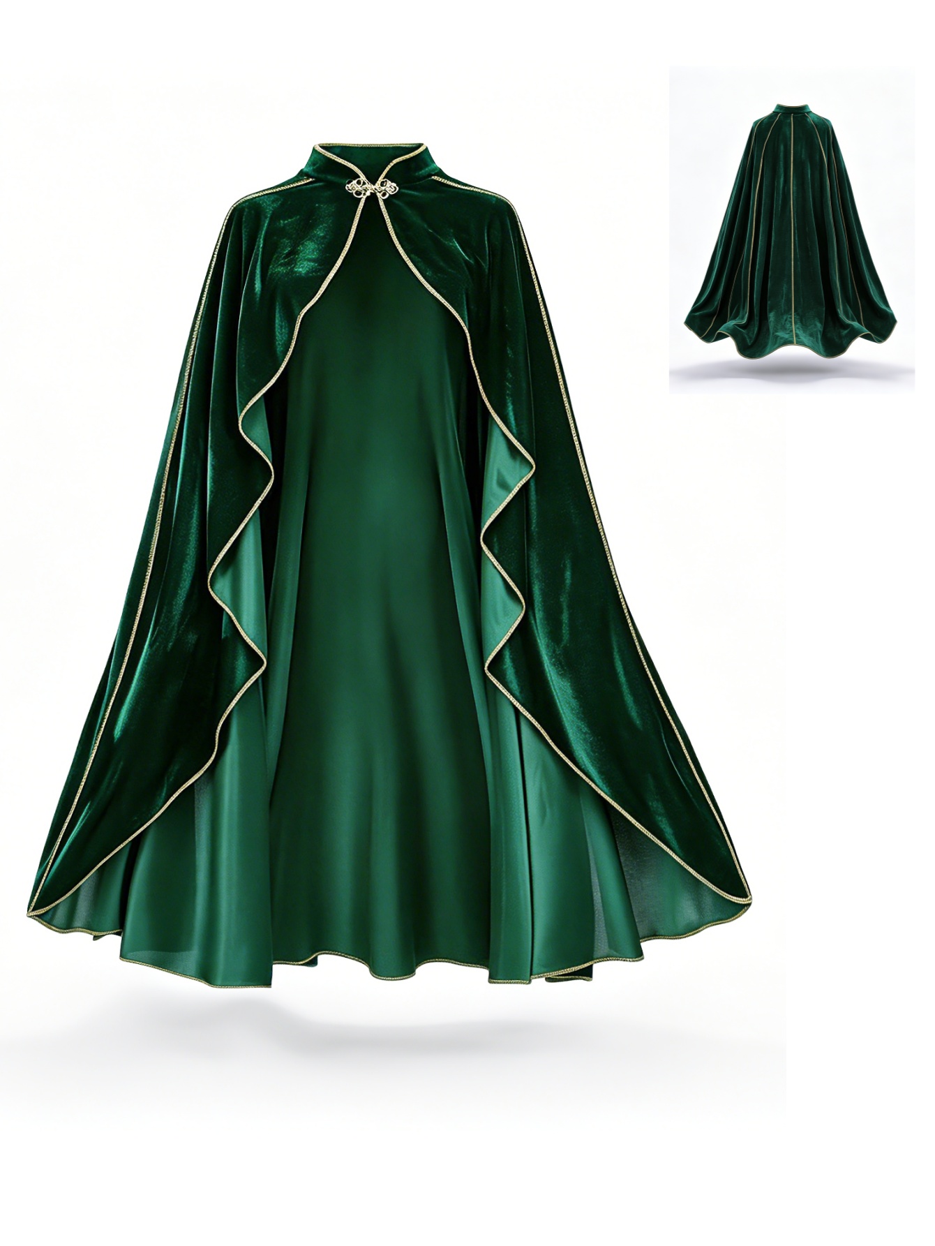 Event Support - Cape vintage en velours vert pour